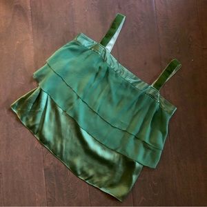 Tahari green layered tank blouse with velvet